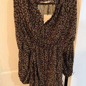 Zara Black and Brown Long Sleeve Dress
